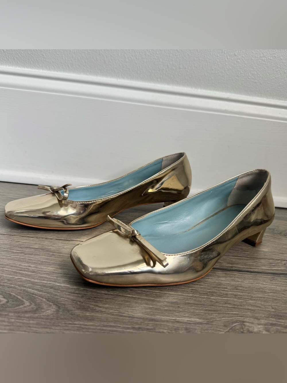 Frances Valentine Mary Mini Block Heel Platino Gold Metallic - Size 8B